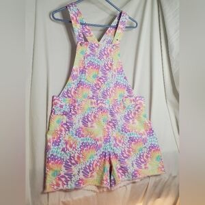 The Childrens Place Girls Rainbow Tie Dye Shortalls Size 16 Overalls Butterfly